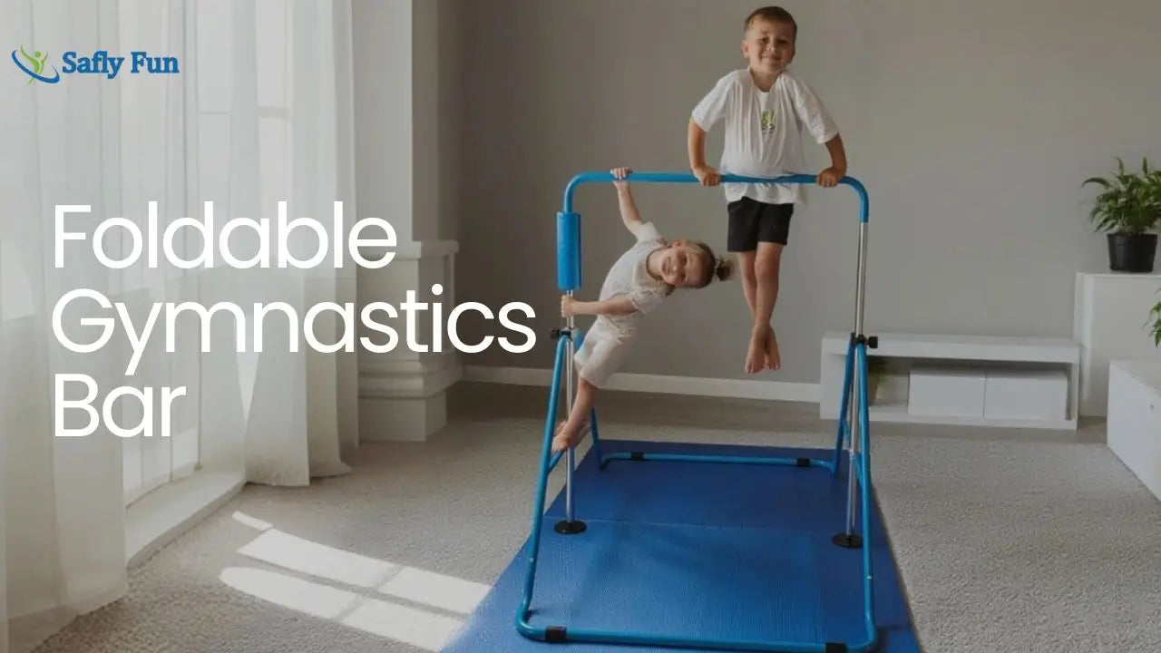 Safly Fun Barre de gymnastique pour enfants, barre horizontale réglable en hauteur, barre d'entraînement pour junior, barre d'entraînement pour la maison, utilisation d'équipement de gymnastique