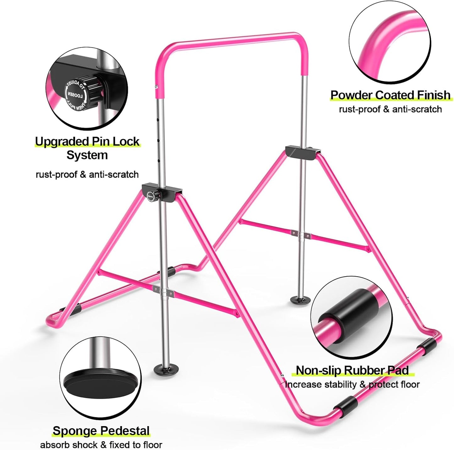 Foldable Gymnastics Bar with Mini Trampoline - Saflyfun