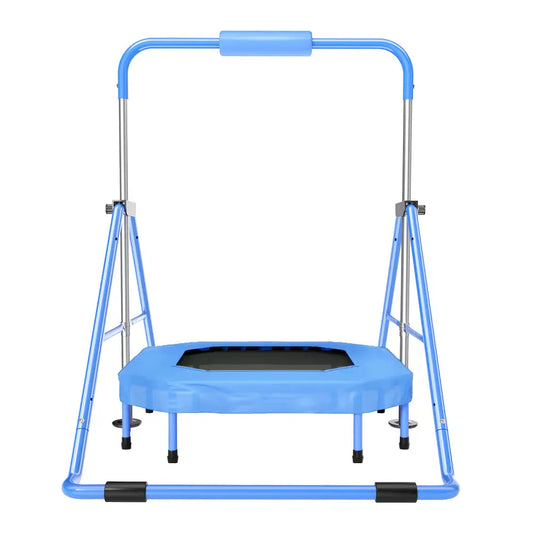 foldable gymnastics bar with a mini trampoline