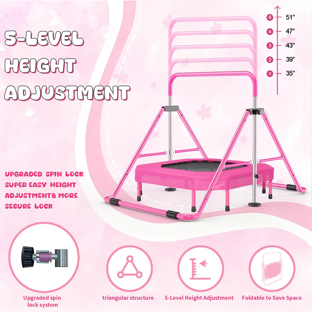 Foldable Gymnastics Bar with Mini Trampoline - Saflyfun