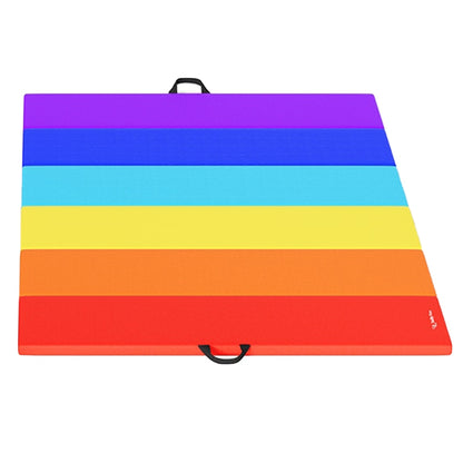 Saflyfun 4’x4.91‘ folding gymnastics mat for kids 1.5-inch thick Colorful version