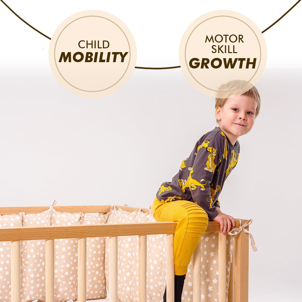 Montessori Floor Bed Frame for Toddlers with Fence